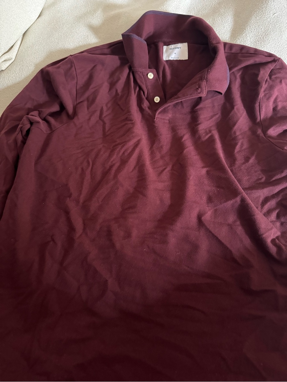Old Navy Men's Maroon Long-Sleeve Polo